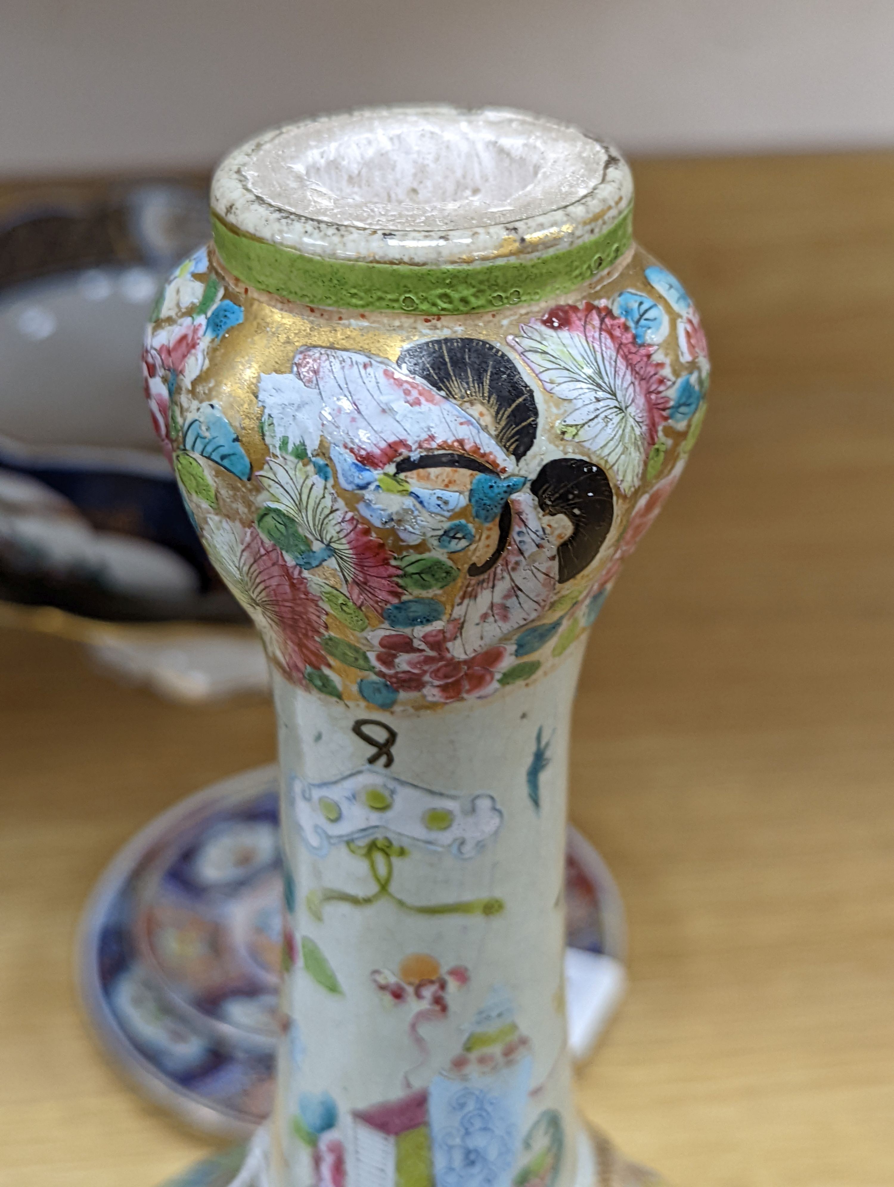 A late 19th century famille rose vase, 34cm